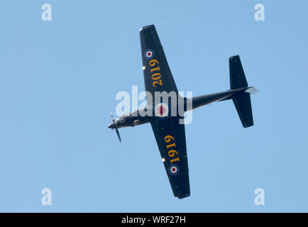 L'ultimo public display di aria di un RAF Tucano aereo al 2019 Southport Air Show, Merseyside, Regno Unito Foto Stock