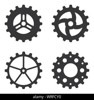 Quattro per il nero Ruote dentate Illustrazione Vettoriale