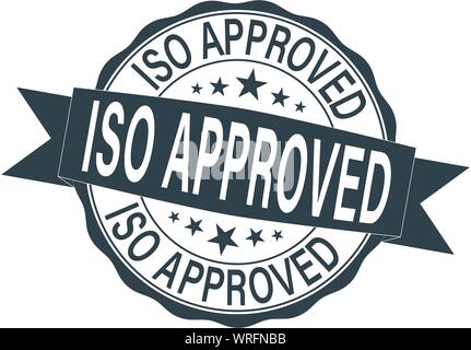 ISO approva etichetta illustrazione timbro di gomma su sfondo bianco Illustrazione Vettoriale