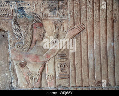 Rilievi e dipinti provenienti dalla tomba di Horemheb a Saqqara, Egitto Foto Stock