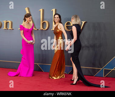 Londra - Inghilterra - Sep 9: Elizabeth McGovern, Michelle Dockery e Laura Carmichael assiste il 'World Premiere di Cavendish Abbey' nel quadrato di Leicester, Foto Stock