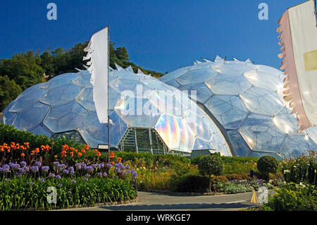 Le cupole geodetiche o biomi dell'Eden Project, Cornwall, Regno Unito Foto Stock