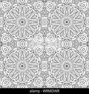 Mandala doodle disegno. seamless ornamento. Etnica motivi arabi. Zentangle. Colorazione Illustrazione Vettoriale