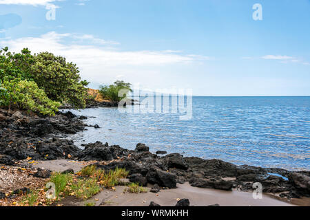 Hawai'i, la grande isola, Sud Kahala, sommerse Hale o Kapuni Heiau Foto Stock