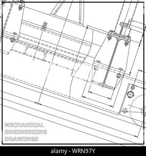 Ingegneria meccanica di disegni. Engineering. Vettore sfondo bianco Illustrazione Vettoriale