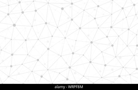 Astratto connessione internet e tecnologia grafica web design sfondo. Plesso poligonale digitale geometrico con struttura di particelle molecolari. Futuristica griglia triangolare bianca. Illustrazione dei dati vettoriali Illustrazione Vettoriale