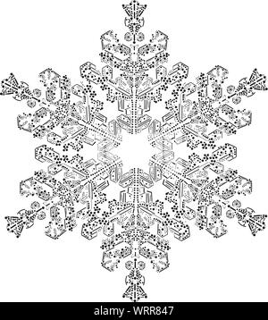 Illustrazione vettoriale di una silhouette snowlfake isolato su bianco. Illustrazione Vettoriale