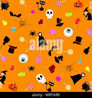 Happy Halloween sfondo illustrazione vettoriale,taglio insieme con i personaggi dei cartoni animati ￼ Illustrazione Vettoriale