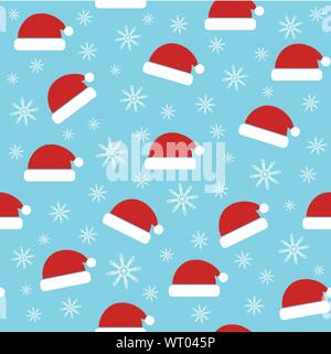 Santa Claus cappelli seamless pattern. Natale illustrazione vettoriale Illustrazione Vettoriale