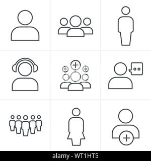 Le icone della linea team stile icona impostare, disegno vettoriale Illustrazione Vettoriale