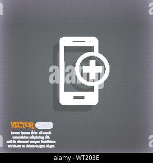 I dispositivi mobili icona segno. con symbol plus. Sul blu-verde sfondo astratto con ombra e lo spazio per il tuo testo. Vettore Illustrazione Vettoriale