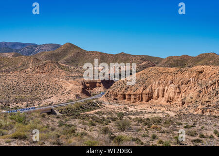 Deserto Tabernas, in spagnolo Desierto de Tabernas, Andalusia. Solo Europa deserto. Almeria, regione Andalusia, Spagna. Protected area selvaggia e di Locat Foto Stock
