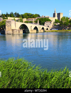 Il ponte Saint-Benezet sul Rhone . Avignone . Provenza.Francia. Foto Stock