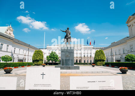 Varsavia, Polonia - 14 Giugno 2019 : Palazzo Presidenziale architettura storica Foto Stock