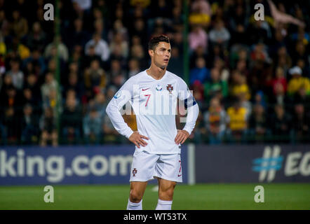 La Lituania, Vilnius - 10 Settembre 2019: Cristiano Ronaldo durante UEFA EURO 2020 il qualificatore tra la Lituania e il Portogallo a LFF Arena a settembre Foto Stock