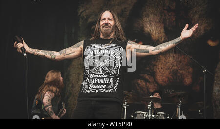 Copenhagen, Danimarca. 22nd, Giugno 2017. La American heavy metal band DevilDriver esegue un live durante il danese la musica heavy metal festival Copehell 2017 a Copenaghen. Qui la cantante Dez Fafara è visto dal vivo sul palco. (Photo credit: Gonzales foto - Nikolaj Bransholm). Foto Stock