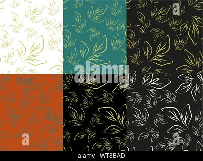 Vintage, fogli di grande design per qualsiasi finalità. Template vettoriale set. Seamless carta da parati floreale. Bellissima seamless pattern per il design decorativo Illustrazione Vettoriale