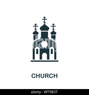 Chiesa icona vettore simbolo. Segno creativo da edifici raccolta di icone. Riempite la Chiesa piatto icona per computer e mobile Illustrazione Vettoriale