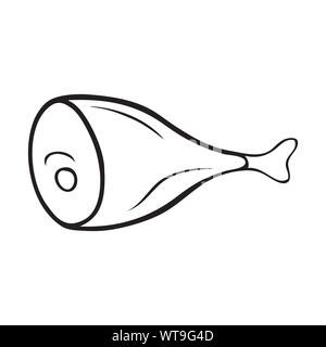 Bianco e nero icona vettore di prosciutto Illustrazione Vettoriale