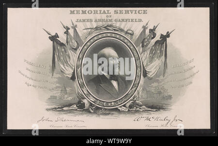 Memoriale di servizio di James Abram Garfield / Ufficio di presidenza incisione e stampa. Foto Stock