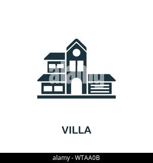 Villa icona vettore simbolo. Segno creativo da edifici raccolta di icone. Riempito appartamento Villa icona per computer e mobile Illustrazione Vettoriale