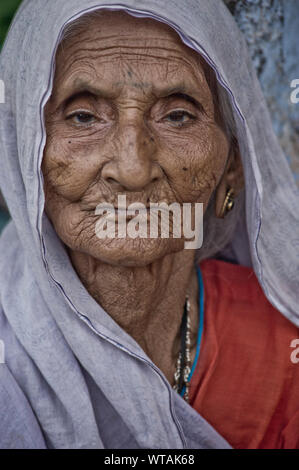 Del Rajasthan old Lady Foto Stock
