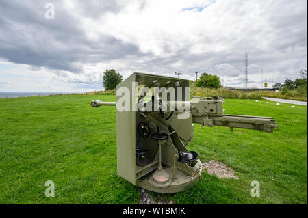 La difesa costiera pistole a Bangsbo Fort Bunkermuseum Foto Stock