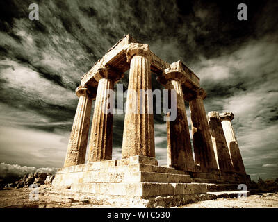 Tempio di Apollo, Corinto, Grecia (Computer potenziato) Foto Stock