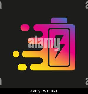 Rapida e veloce icona della batteria in carica con il tuono segno. Carica veloce logo. Illustrazione Vettoriale. EPS 10. Illustrazione Vettoriale