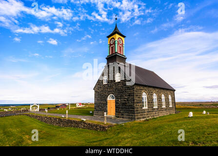 Chiesa Hvalsnes sulla penisola di Reykjanes, Islanda Foto Stock