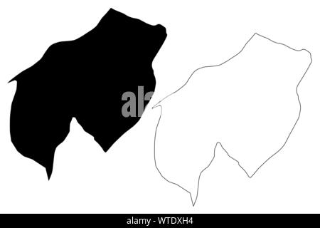 Distrito Capital reparto (dipartimenti del Paraguay Repubblica del Paraguay) mappa illustrazione vettoriale, scribble schizzo Asuncion città e mappa della zona Illustrazione Vettoriale