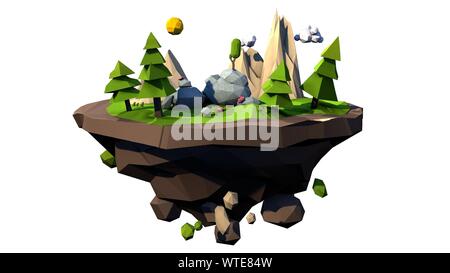 3D Render 3D illustrazione di un basso poli paesaggio bambini e stile Cartoon concept design 3D su uno sfondo bianco 4k Foto Stock