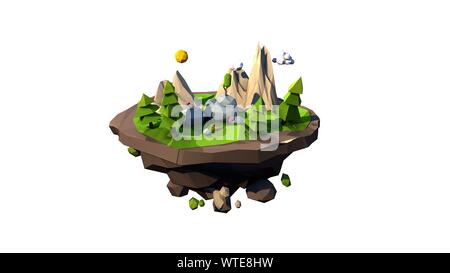 3D Render 3D illustrazione di un basso poli paesaggio bambini e stile Cartoon concept design 3D su uno sfondo bianco 4k Foto Stock