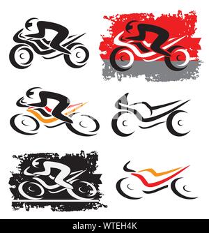 Motocicletta motocicletta icone. Set di colorati simboli espressivi.Vettore disponibile. Illustrazione Vettoriale