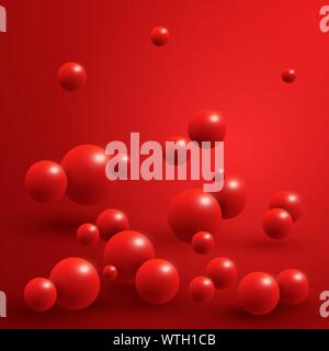 Palline rosse su sfondo astratto. Illustrazione Vettoriale