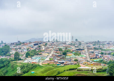 Veduta aerea della città coloniale di Filandia in Colombia Foto Stock