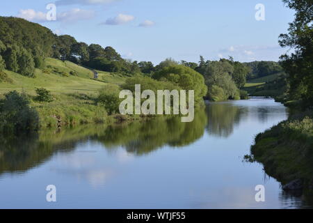 Fiume Teviot al villaggio Roxburgh Foto Stock