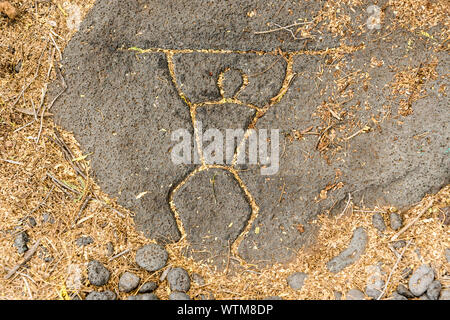 Hawai'i, la grande isola, Sud Kahala, Puako Petroglyph Parco Archeologico Foto Stock