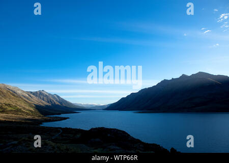 A nord del Lago Mavora guardando verso sud, Southland, Nuova Zelanda. Foto Stock