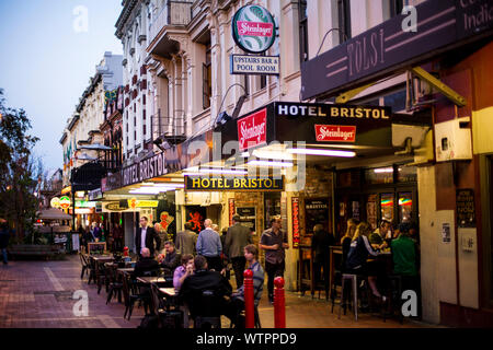 Il centro di Cuba Street, Wellington, Nuova Zelanda. Foto Stock