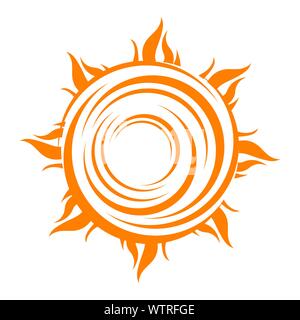 Logo Sun icona illustrazione vettoriale di un elemento del sole di sole giallo burst simbolo a stella Illustrazione Vettoriale