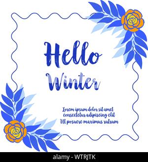Ciao inverno, con la natura oro corona di rose frame. Vettore Illustrazione Vettoriale