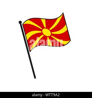 Semplice bandiera icona Macedonia isolati su sfondo bianco Illustrazione Vettoriale