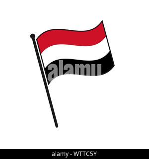 Semplice bandiera icona dello Yemen isolati su sfondo bianco Illustrazione Vettoriale