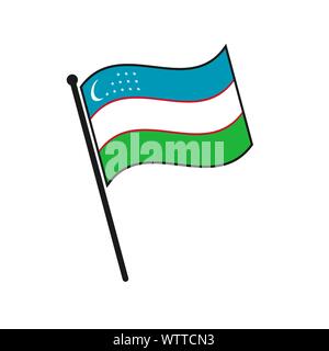 Semplice bandiera icona Uzbekistan isolati su sfondo bianco Illustrazione Vettoriale