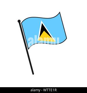 Semplice bandiera Saint Lucia icona isolati su sfondo bianco Illustrazione Vettoriale