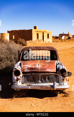 La outback deserta città di farina, attualmente parzialmente restaurato da un team di volontari. La figura mostra la vecchia stazione di polizia Foto Stock