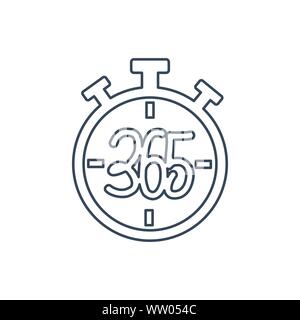 Cronometro 365 infinity icona logo design illustrazione contorno Illustrazione Vettoriale