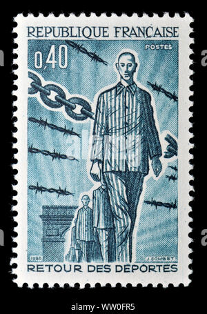 Il francese francobollo (1965) : ritorno dei deportati - 20 anni dalla liberazione di WW2 campi di concentramento Foto Stock