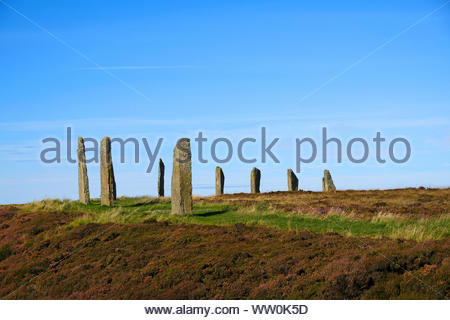 Anello di Brodgar Orkney, un henge neolitica e il cerchio di pietra monumento, isole Orcadi Scozia Scotland Foto Stock